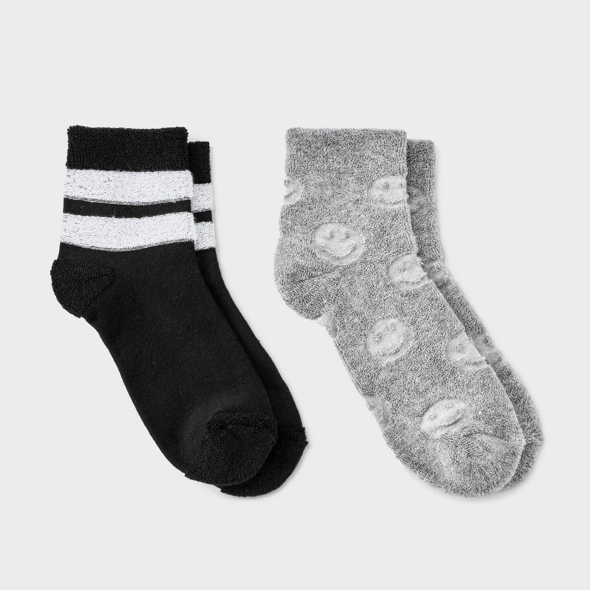 Girls' 2pk French Terry Smiley Socks - art class™ Heather Gray | Target