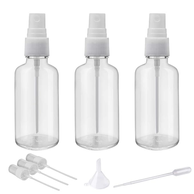 2oz Clear Glass Spray Bottles for Essential Oils, Small Spray Bottle with Plastic Sprayer - Set o... | Amazon (US)