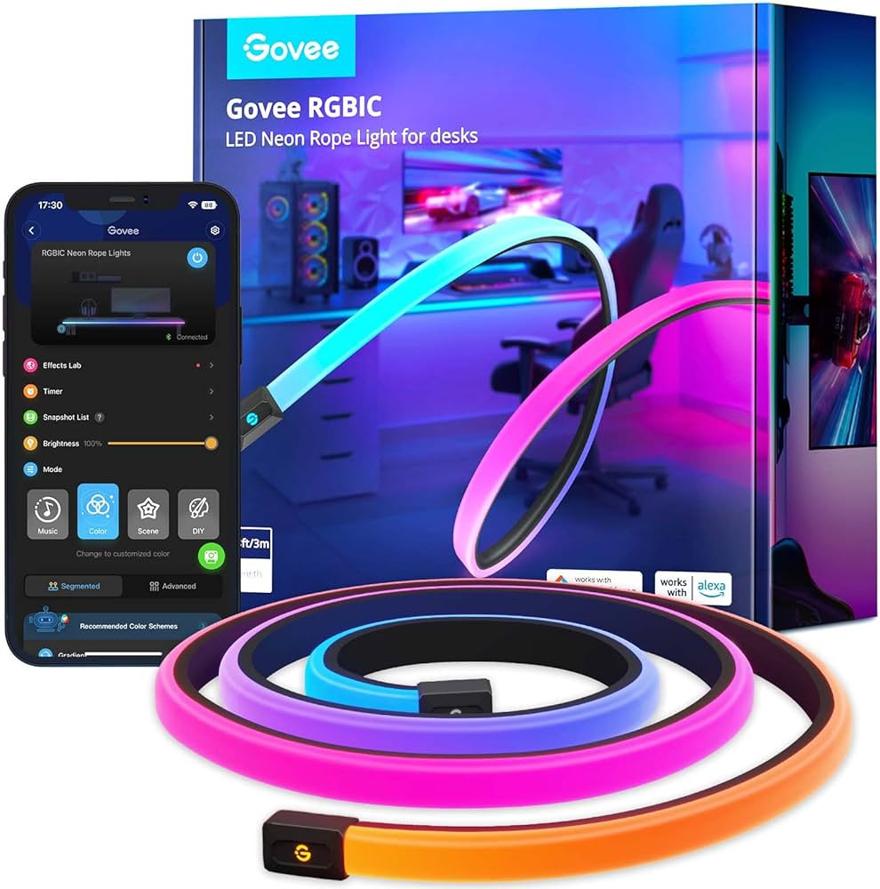 Govee RGBIC Gaming Lights, 10ft Neon Rope Lights Soft Lighting for Gaming Desks, LED Strip Lights... | Amazon (US)