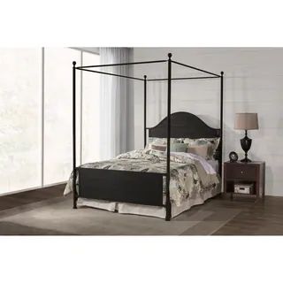 Cumberland Queen-size Black Metal Canopy Bed with Bed Rails - Overstock - 20298981 | Bed Bath & Beyond