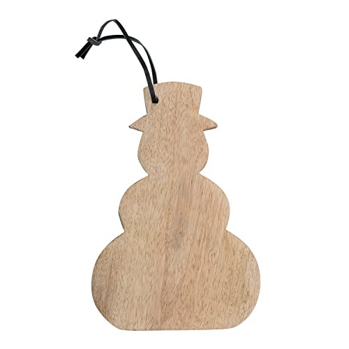 Creative Co-Op Mango Wood Snowman Shaped Cheese/Cutting Board with Leather Tie | Amazon (US)