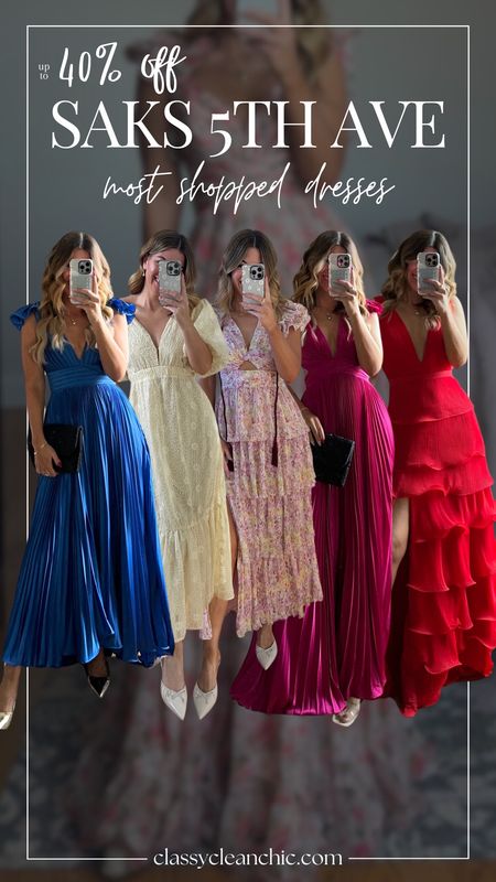 Saks 5th Ave sale! Up to 40% off most shipped wedding guest dresses graduation dresses formal
Occasion dressing in my usual Size small/2  

Dibs code: emerson (good life gold & strawberry summer)
Loving tan code: emerson

#LTKsalealert #LTKwedding #LTKparties