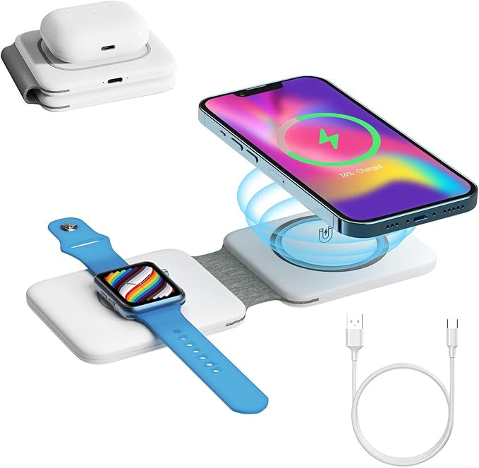 DREU Magnetic Foldable Charging Pad Portable Wireless Chargers 3 in 1, Fast Wireless Charging Sta... | Amazon (US)