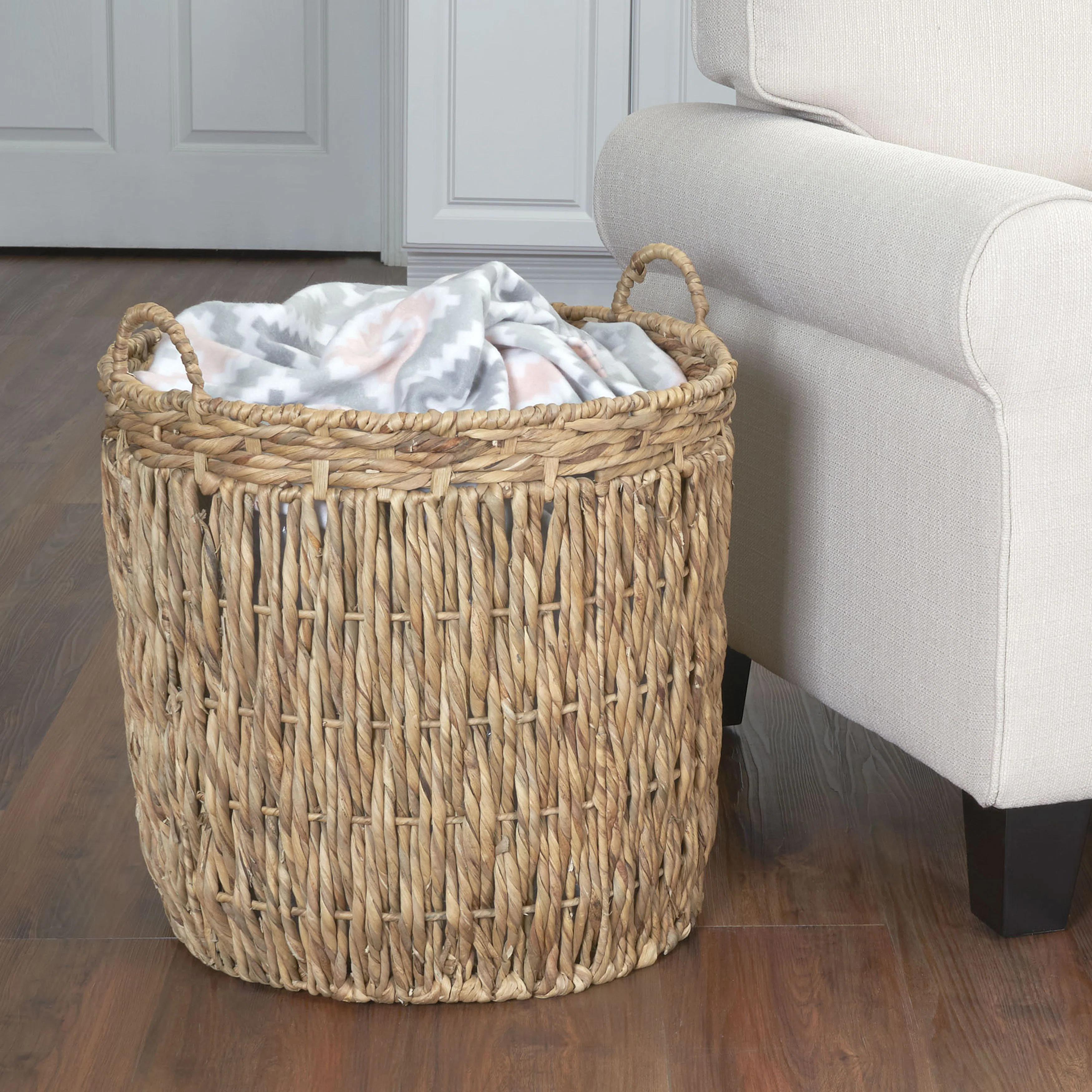 Artyom Tall Wicker Floor Basket, Woven Decorative Basket with Handles, Handmade, Great for Laundr... | Wayfair North America