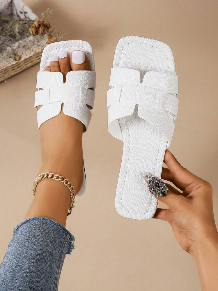 Korean Style Simple & Versatile Women's Slippers With College Style | SHEIN