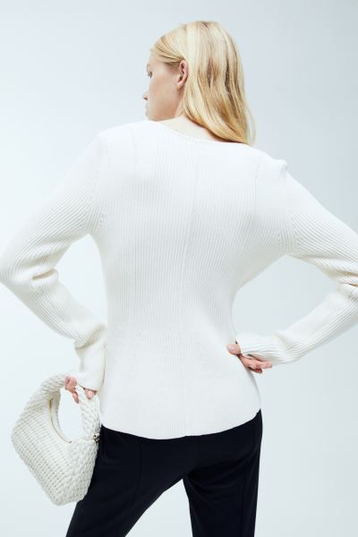 Rib-knit Top - Natural white - Ladies | H&M US | H&M (US)