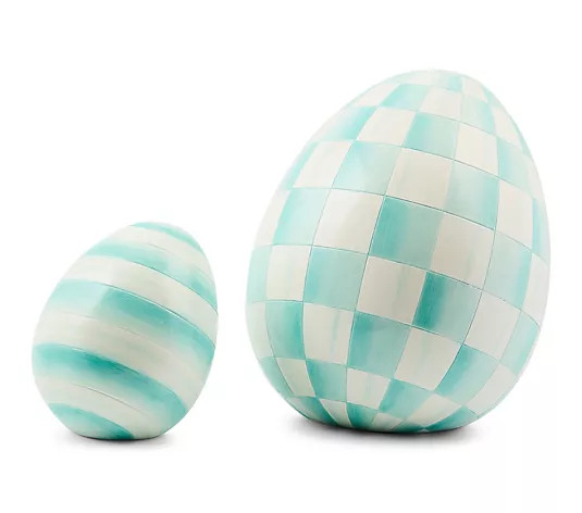 MacKenzie- Childs Set of 2 Eggs - Mini Stripe & Small Check - QVC.com | QVC