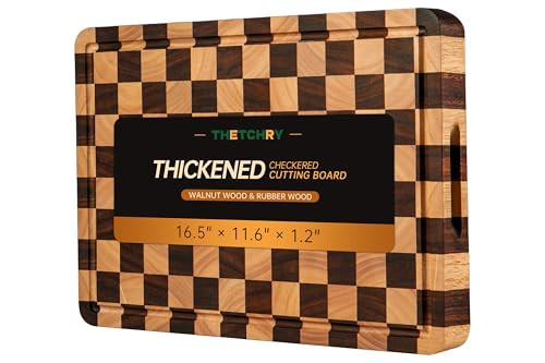 THETCHRY Cutting Boards for Kitchen, Checkered Cutting Board, 1.2" Thick | Amazon (US)