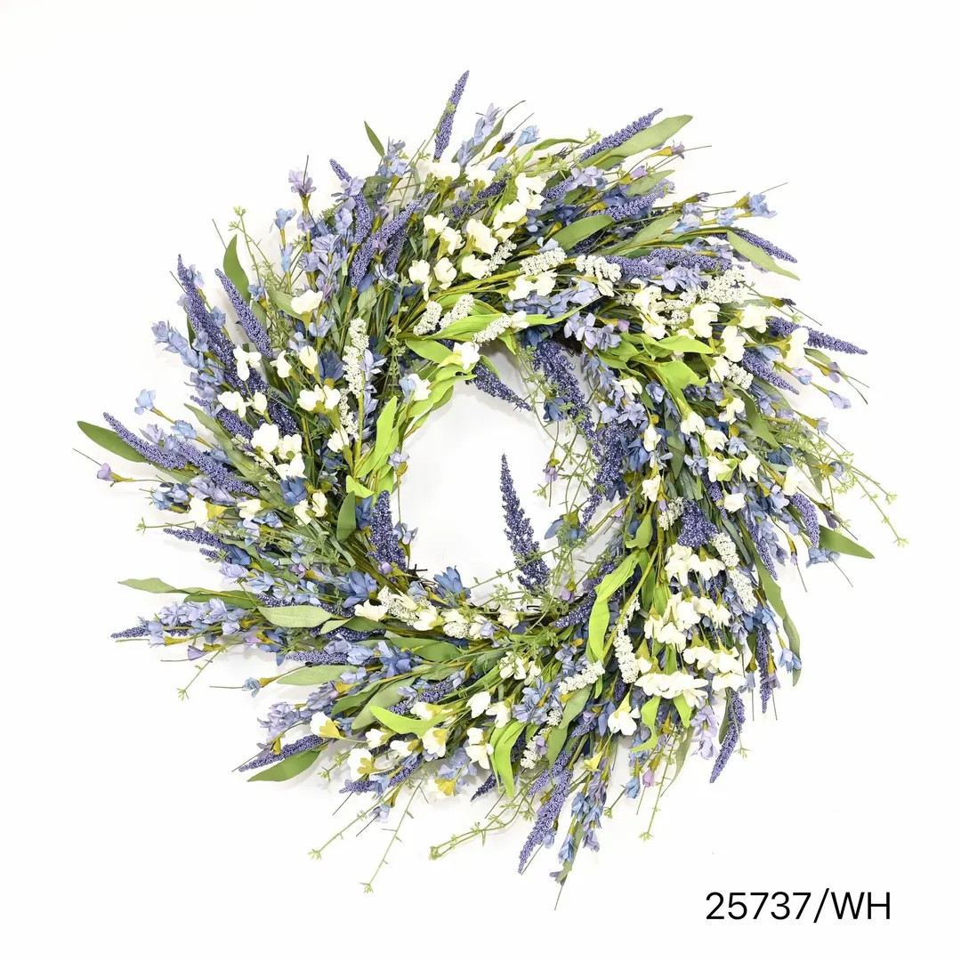 Lavender & White Wildflower Wreath • Spring Cottage Decor (22") - Etsy | Etsy (US)