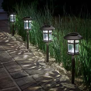 Duncan 10 Lumens Bronze LED Weather Resistant Outdoor Solar Path Light (4-Pack) | The Home Depot