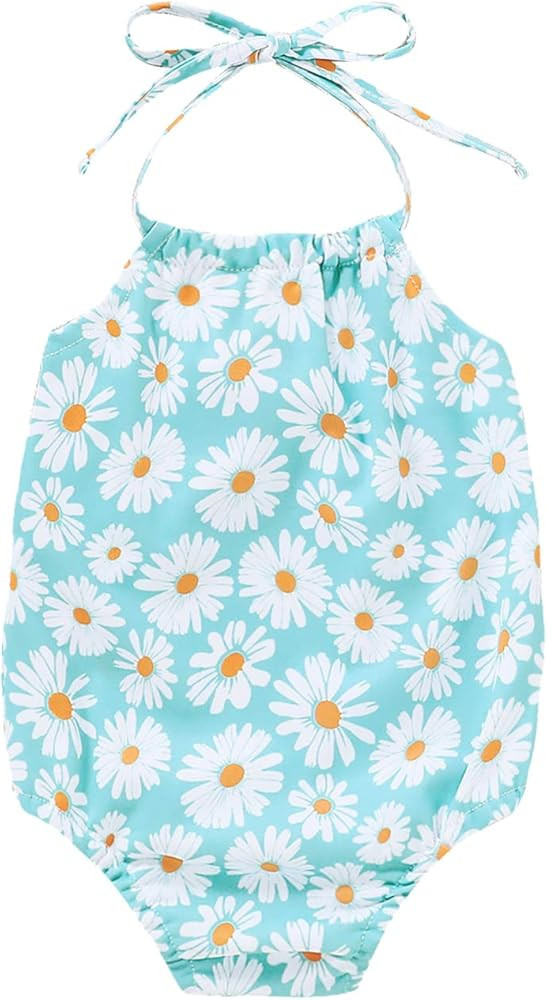 Mini honey Infant Toddler Baby Girls One Piece Swimsuit Pineapple Printed Backless Halter Swimwea... | Amazon (US)