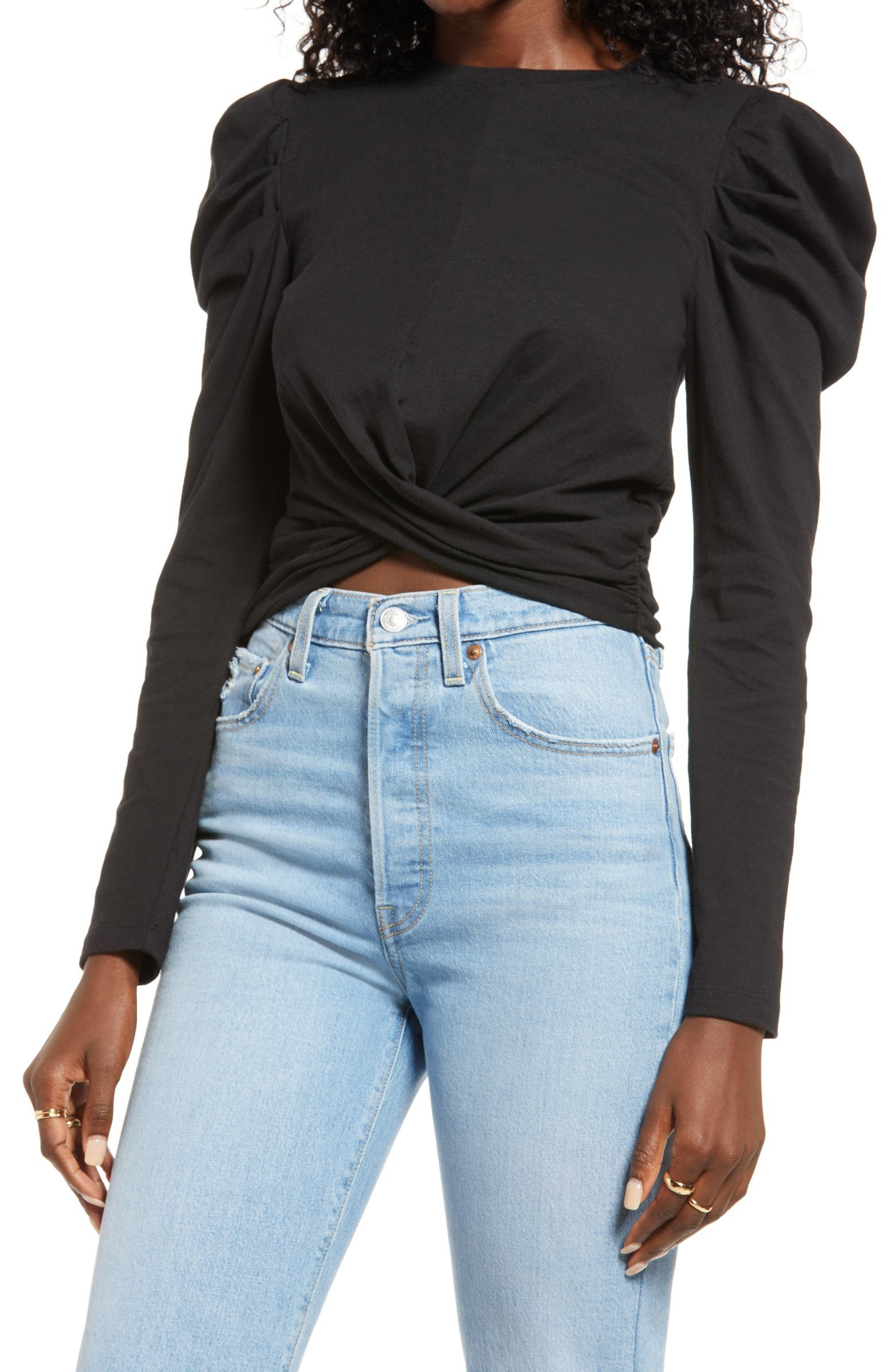 Puff Sleeve Tie Back Top | Nordstrom | Nordstrom