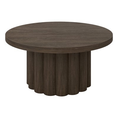 Hudson and Canal Brentford 32" Wide Round Fluted Coffee Table in Brown Oak | Target
