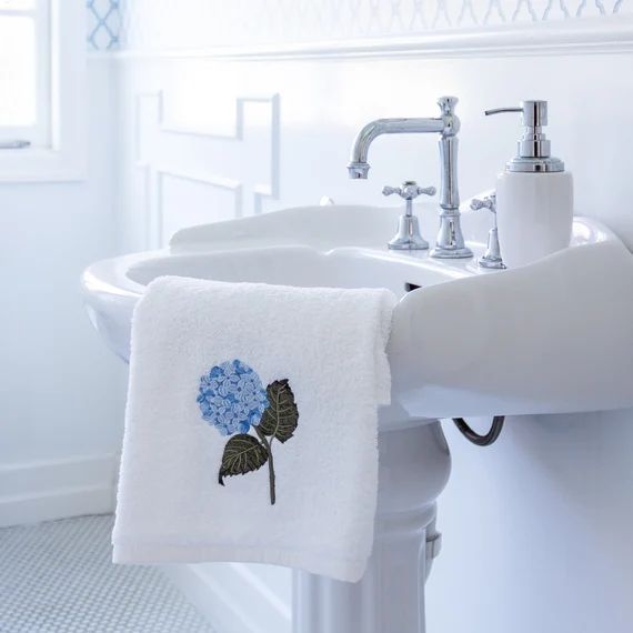 Read the full title
    Blue Hydrangea Hand Towel Embroidered | Etsy (US)