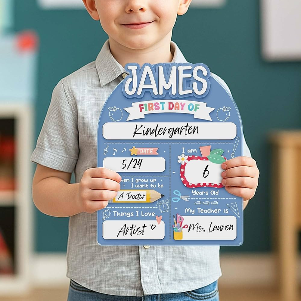 Personalized First Day of School Sign Reusable with Name – Custom Dry Erase Back to School Sign... | Amazon (US)