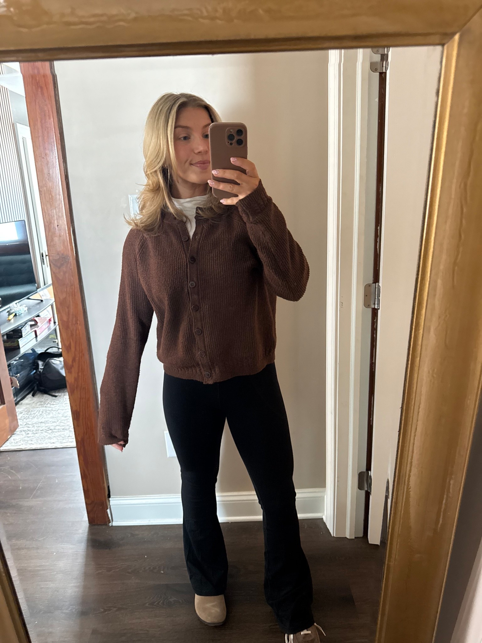 obsessed with the coziest brown button up sweater from amazon! i ordered it in a size medium and it has the perfect fit. you can dress this up or dress it down like leggings for a comfy everyday look!

#LTKgrwm #LTKootd #LTKdayinmylife