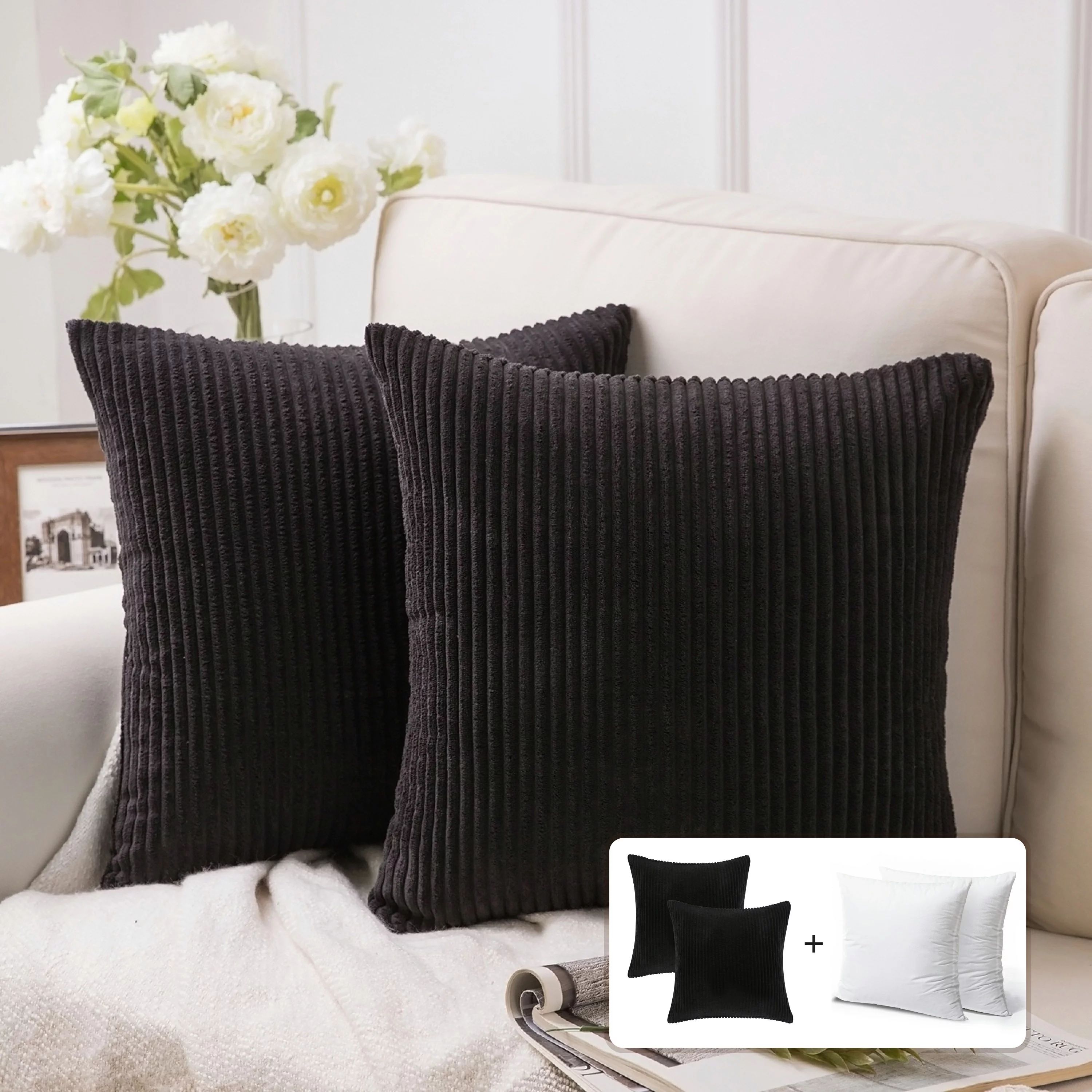Fluffy Corduroy Velvet Solid Color Suqare Cusion Accent Decorative Throw Pillow for Couch, 20" x ... | Walmart (US)