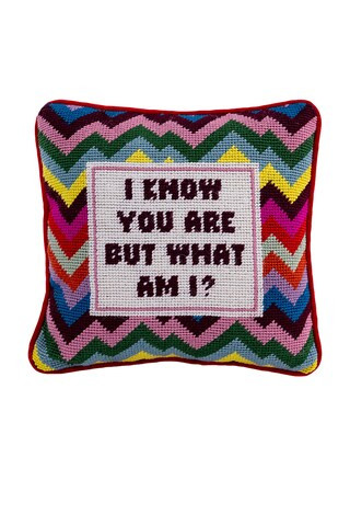 Furbish Studio But What Am I Needlepoint Pillow from Revolve.com | Revolve Clothing (Global)