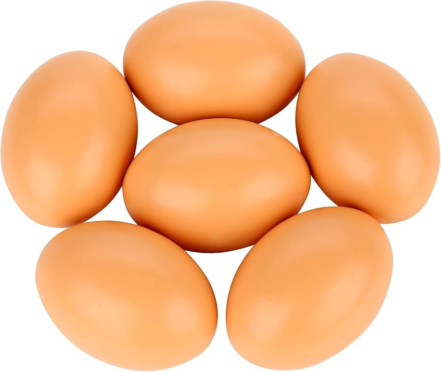 6Pcs Wooden Faux Fake Eggs, Children Play Kitchen Game Food Toy - Log Color | Amazon (US)