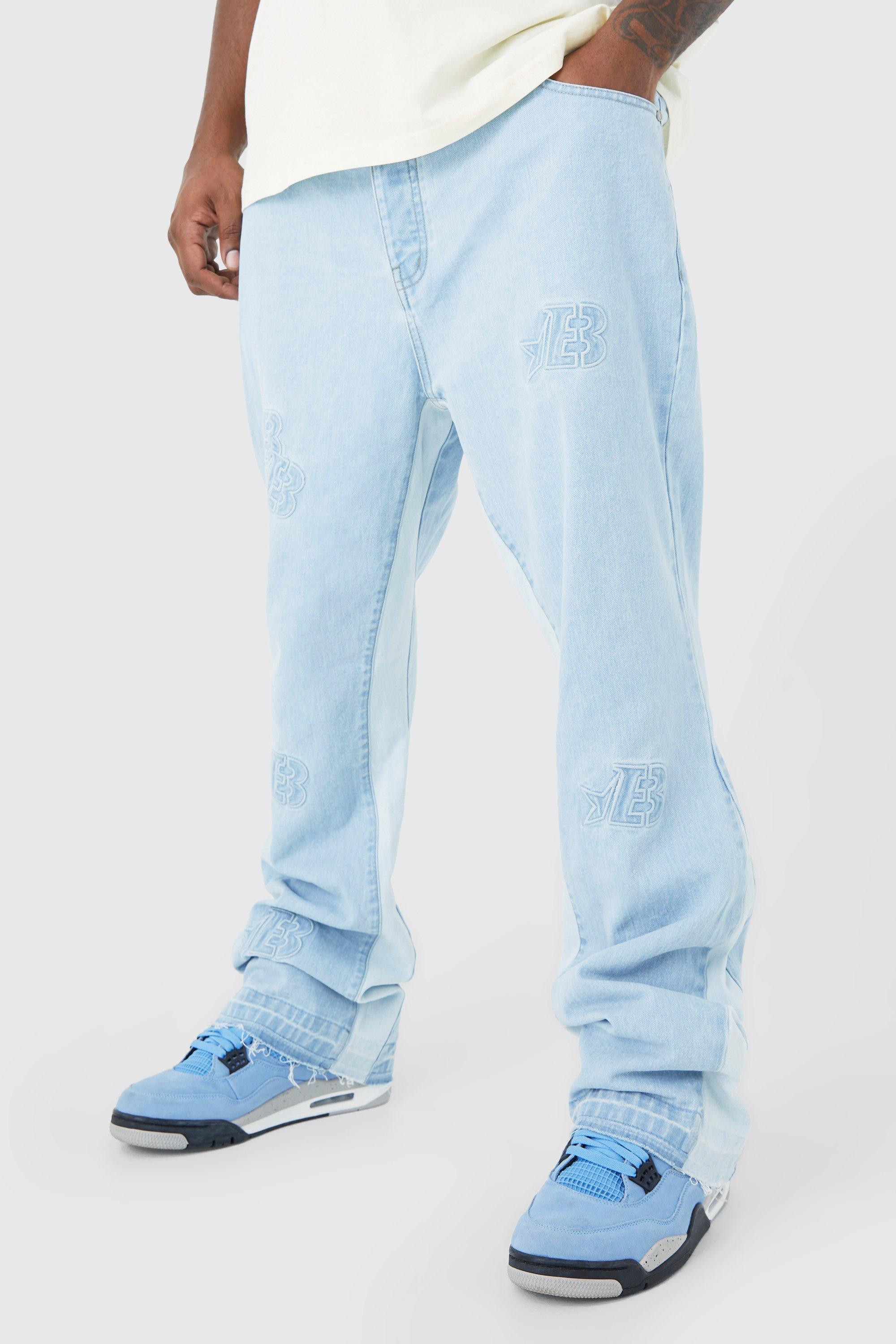 Plus Slim Rigid Flare Distressed Applique Jeans | boohooMAN (US & CA)