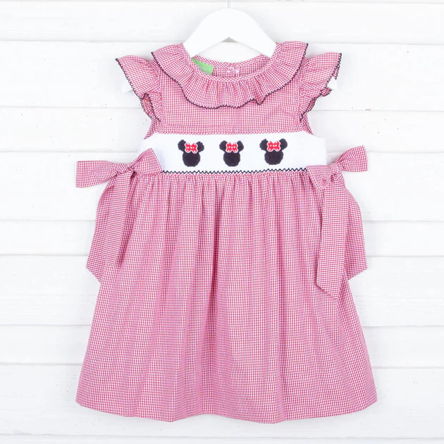 Mouse Ears Smocked Red and White Beverly Dress | Classic Whimsy