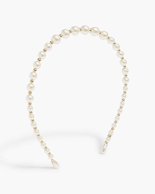 Pearl and gold beaded headband | J.Crew Factory