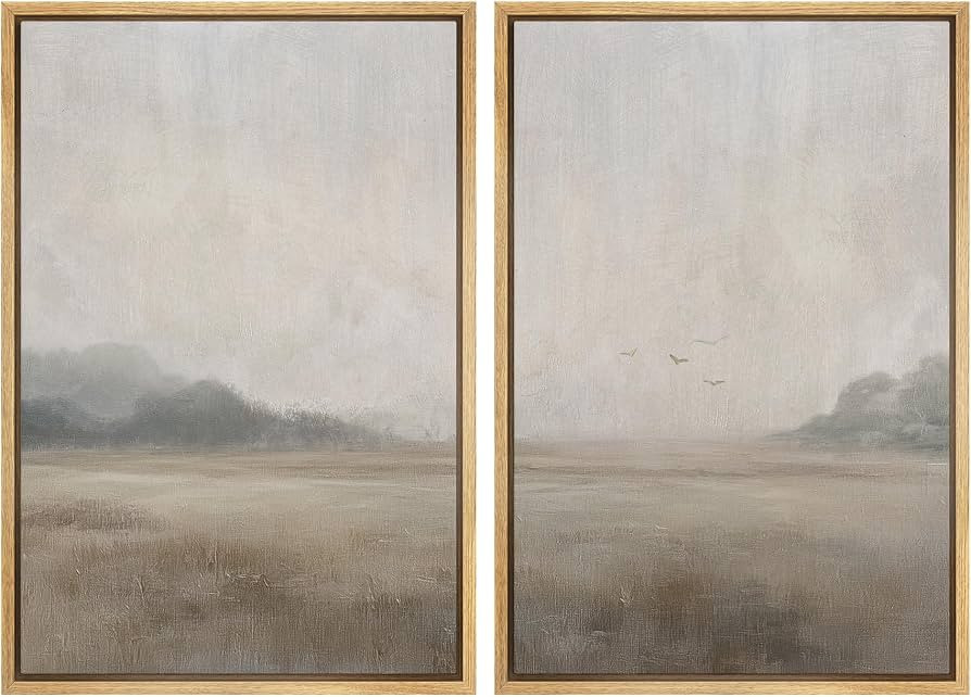 MUDECOR Framed Canvas Print Wall Art Set Tranquil Landscape with Foggy Fields and Distant Trees I... | Amazon (US)