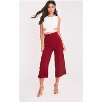 Tazmin Burgundy High Waisted Culottes | PrettyLittleThing US