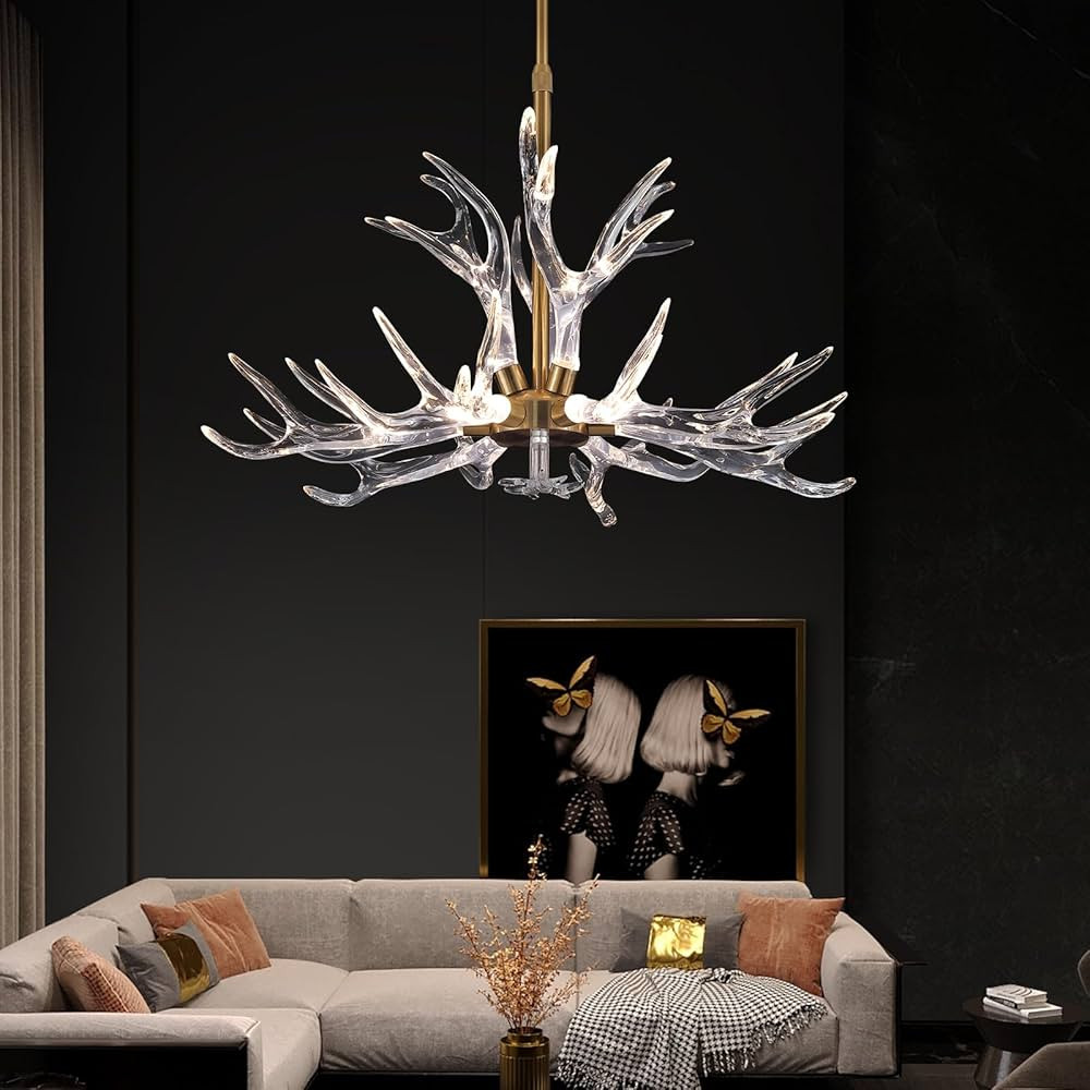Acrylic Antler Chandelier Ceiling Light Fixtures, Deer Antler Chandelier Lighting, Resin Antlers ... | Amazon (US)