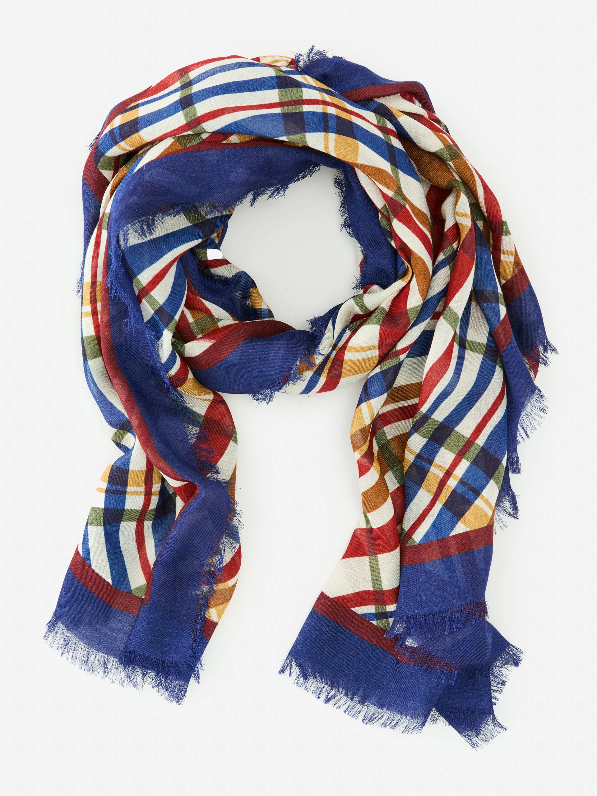 Bellini Scarf in Plaid Flourish Border | J.McLaughlin
