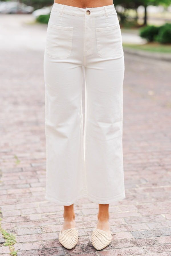 Talk Later Ivory White Wide Leg Pants | The Mint Julep Boutique