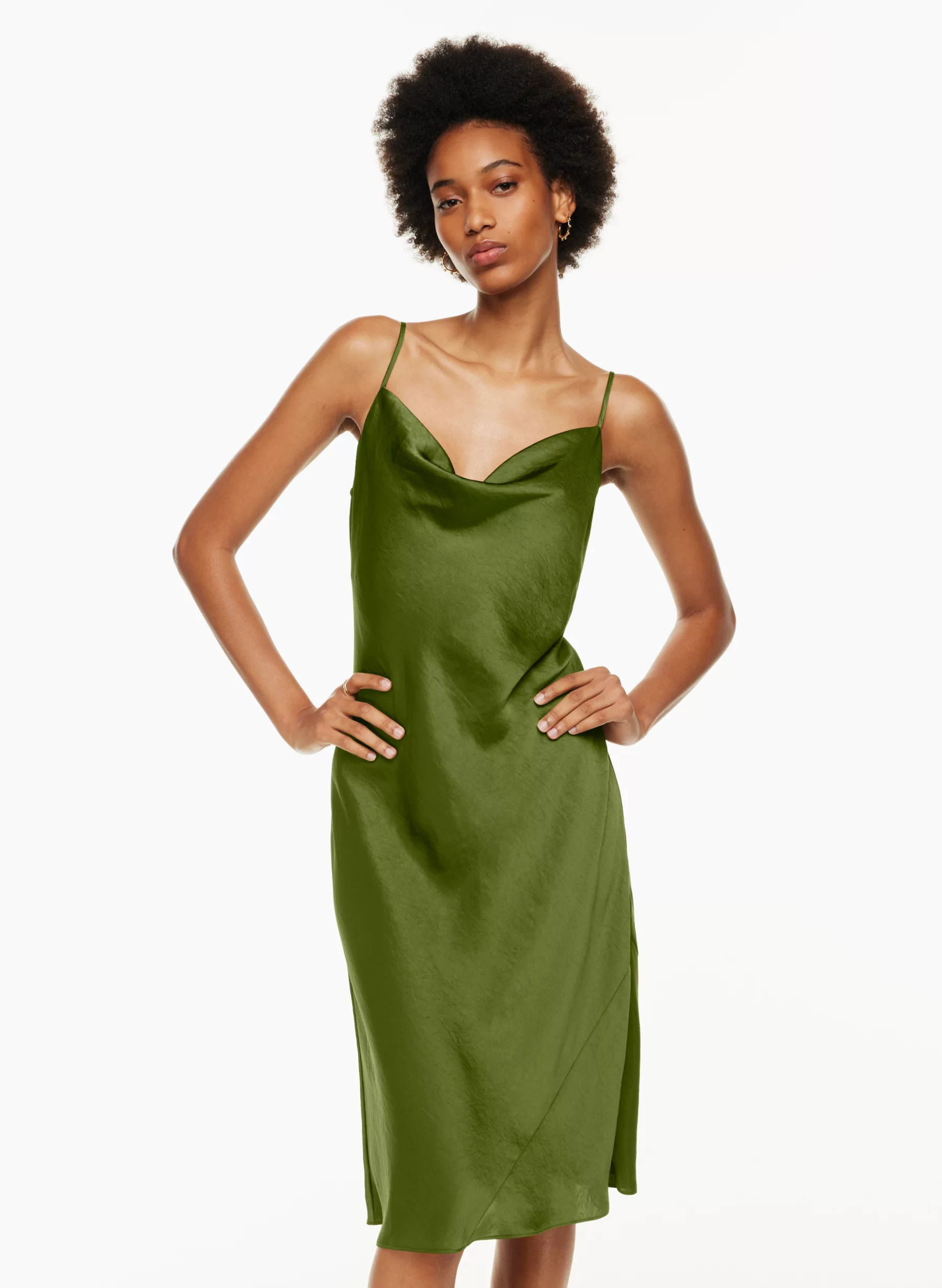 ONLY SATIN COWLNECK SLIP DRESS | Aritzia
