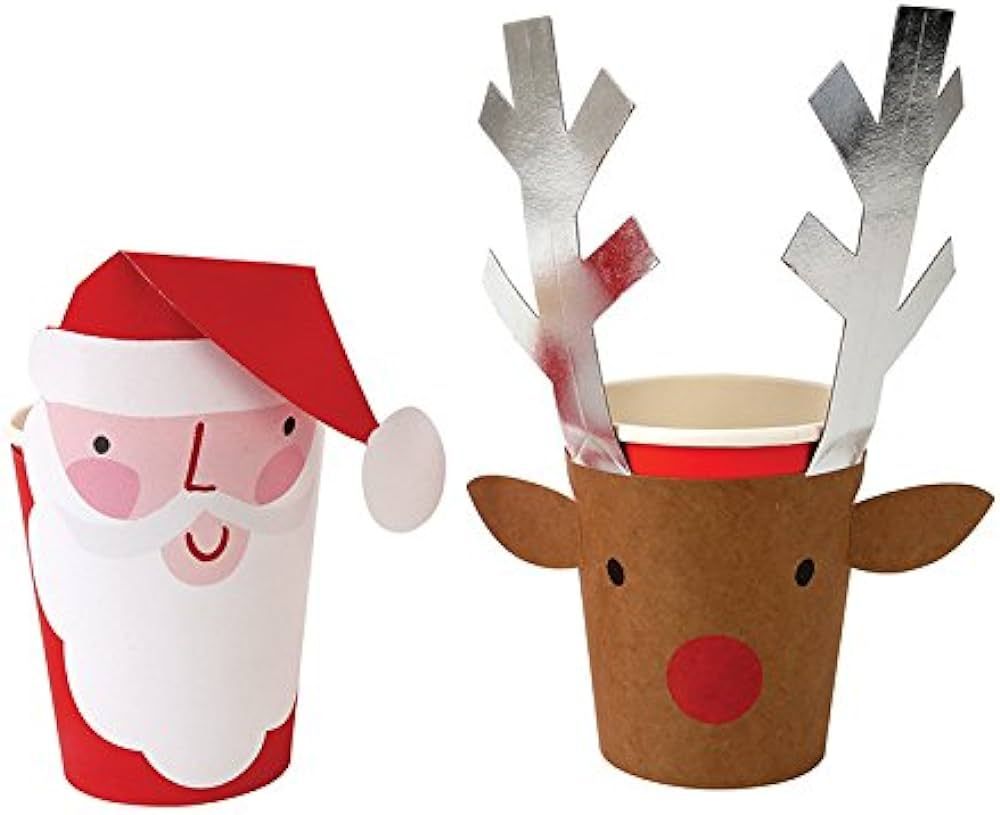 Meri Meri Very Merry Santa & Reindeer Party Cups (8 Pack) | Amazon (US)