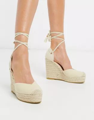 RAID Dorian ankle tie espadrilles in natural canvas | ASOS (Global)