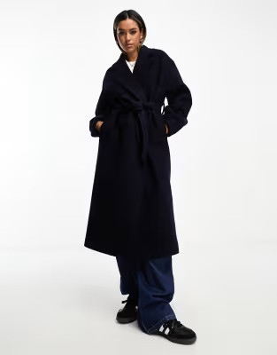 & Other Stories belted wool coat in navy | ASOS (Global)