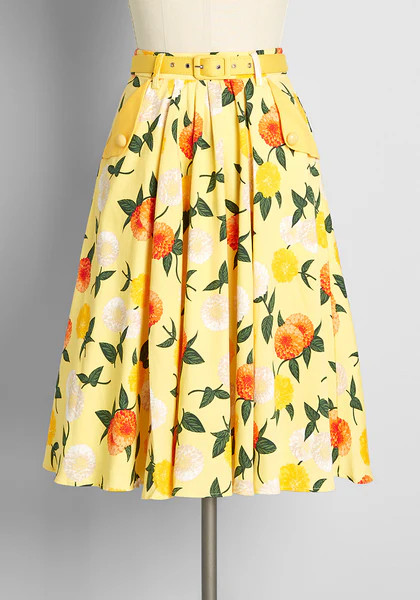 Through Fields of Marigold Belted Swing Skirt | ModCloth