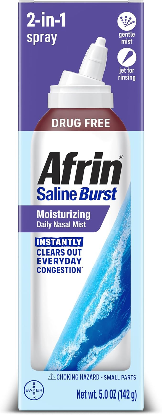 Afrin Saline Burst Moisturizing Daily Nasal Mist, Isotonic Seawater Saline Nasal Spray with Dual ... | Amazon (US)