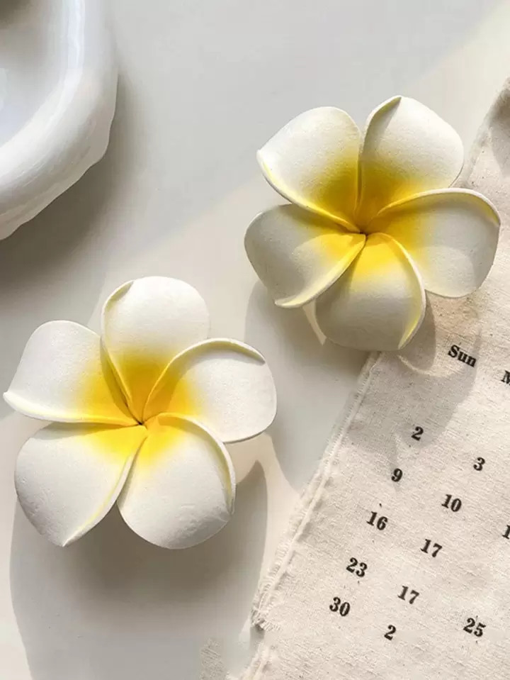 2pcs Women White Yellow Flower Decor Alligator Hair Clip Boho Piranha De Flor | SHEIN