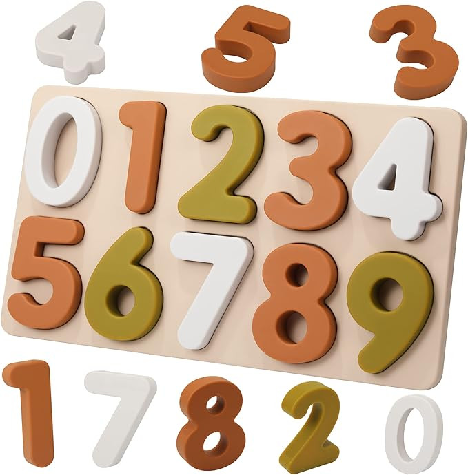 Toddlers Number Silicone Puzzle Montessori Learning Number Toy Board for Baby & Toddler Puzzles T... | Amazon (US)