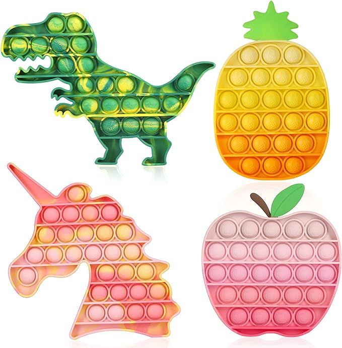 ASONA 4 Pack Pop Fidget Sensory Toys, Tie Dye Unicorn Dinosaur Poppers Poppet Fidget Toy Push Bub... | Amazon (US)