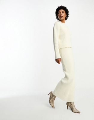 4th & Reckless knitted side spilt maxi skirt in cream - part of a set | ASOS (Global)