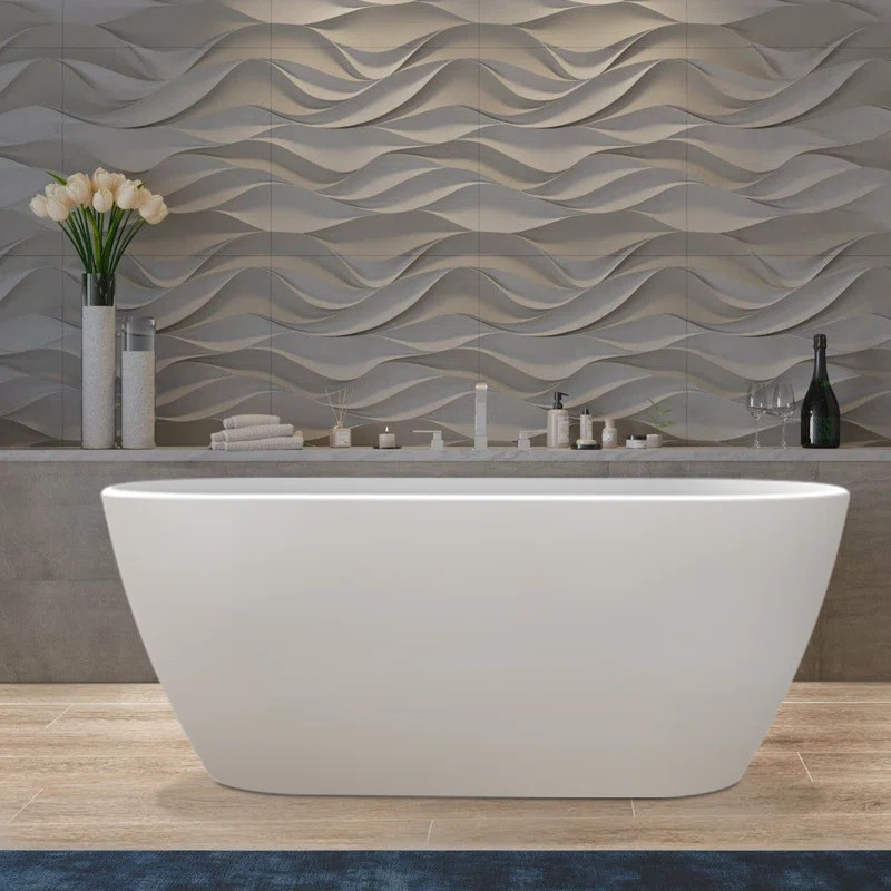 MKA01573 59''L x 29''W Freestanding Soaking Acrylic Bathtub | Wayfair North America