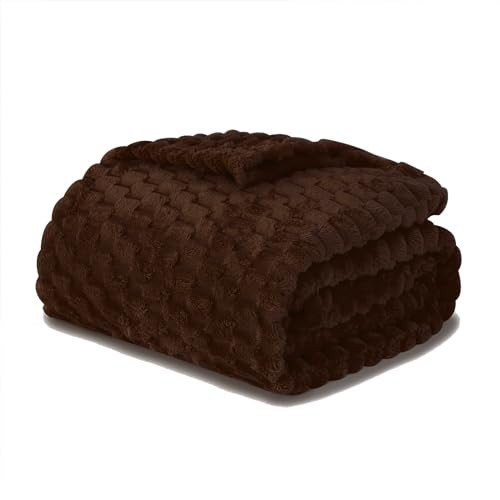 Puncuntex Brown Throw Blanket 50"×60" inches Fuzzy 3D Jacquard Decorative Flannel Fleece Super Soft Plush Cozy Blanket for Couch Sofa Chair Lightweight | Amazon (US)