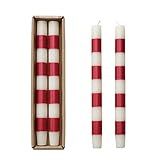 Creative Co-Op 10' H Unscented Taper Candles w/Stripes in Box, Cream Color & Red, Set of 2 (Appro... | Amazon (US)