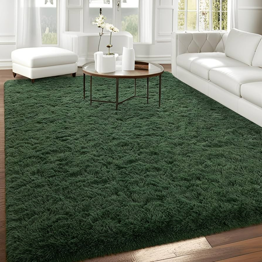 Large Soft Area Rugs for Bedroom Living Room, 6x9 ft Dark Green Fluffy Rug Carpets for Girls Kids... | Amazon (US)
