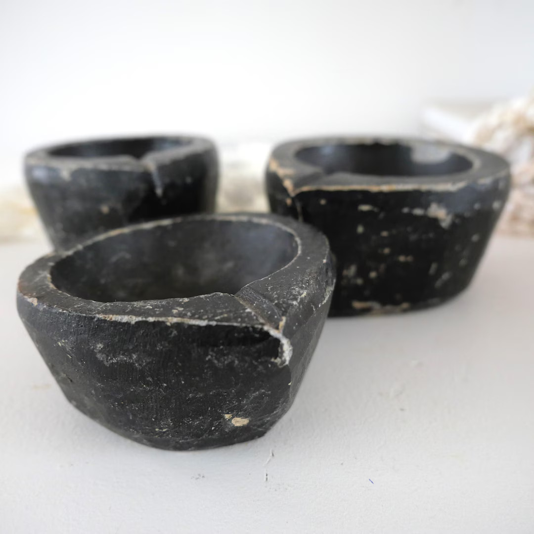 Soapstone Nepalese Bowl, Authentic, Rustic, Gift, Farmhouse, Hand Carved, Boho, Black, Vessel - E... | Etsy (US)