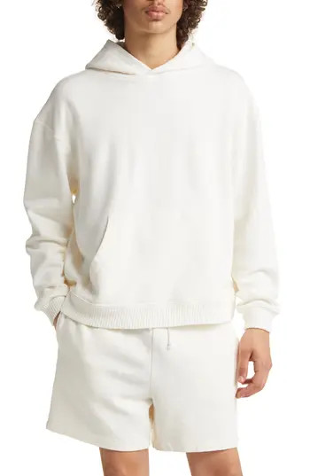 Elwood Core Oversize Organic Cotton Brushed Terry Hoodie in White at Nordstrom Rack, Size X-Small | Nordstrom Rack