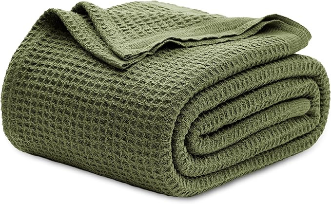 Bedsure 100% Cotton Blanket Queen Size for Bed - Breathable and Soft, Waffle Weave Blanket for Su... | Amazon (US)