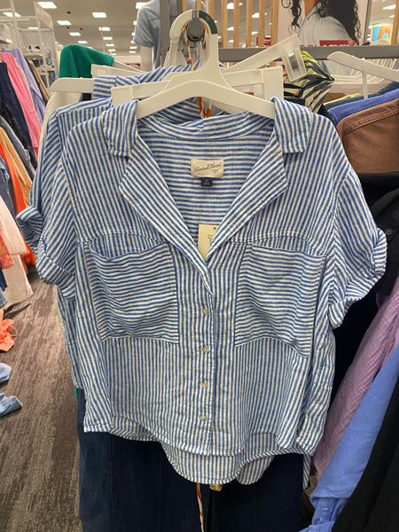 Cute outfit idea for the 4th of July! Blue and white striped shirt at Target! 