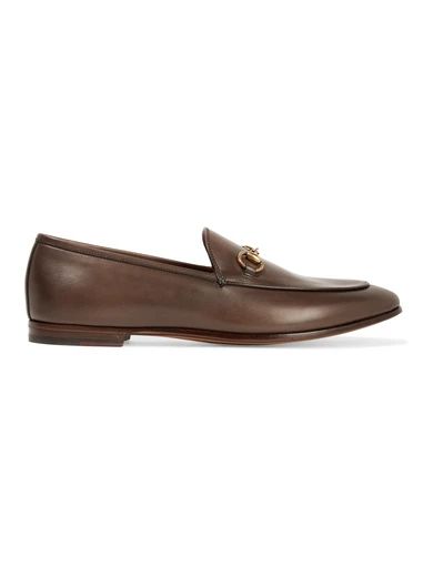 Gucci - Jordaan Horsebit-detailed Leather Loafers - Chocolate | NET-A-PORTER (US)